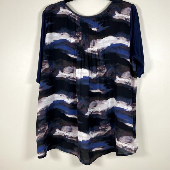 SIMPLY VERA VERA WANG Ladies Blue Abstract Print Hi-Low 1/2 Sleeve Top XL - Picture 5 of 9